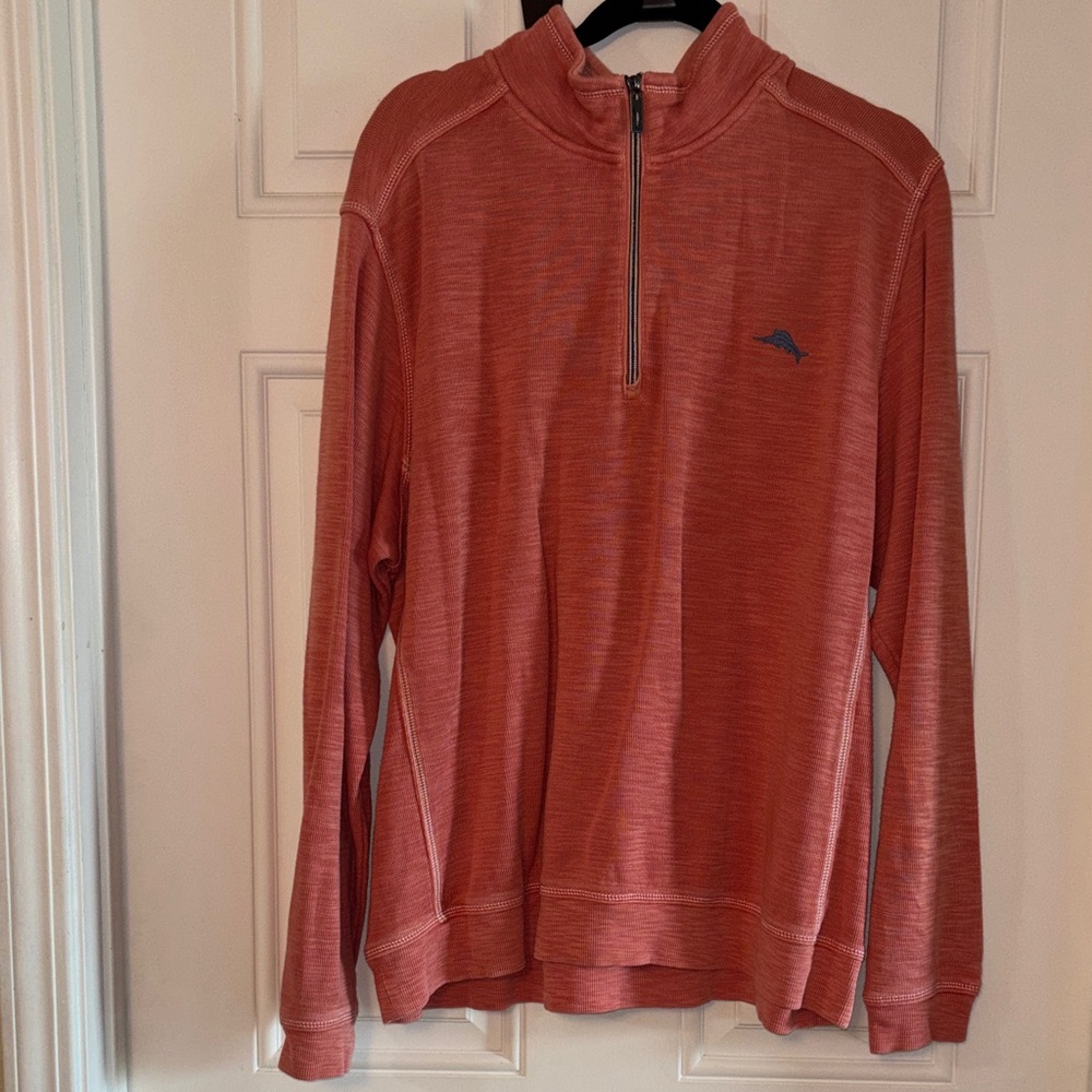 Quarter-Zip Pullover in Coral Rust